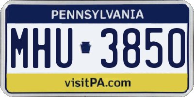 PA license plate MHU3850