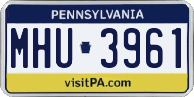 PA license plate MHU3961