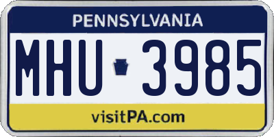 PA license plate MHU3985