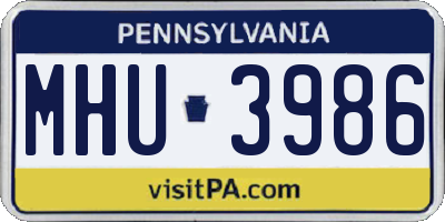 PA license plate MHU3986