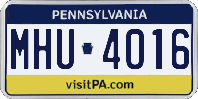 PA license plate MHU4016