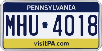 PA license plate MHU4018