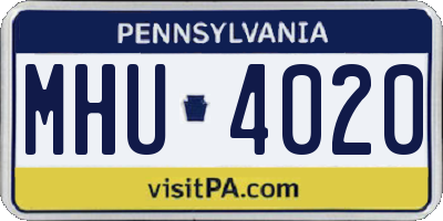PA license plate MHU4020