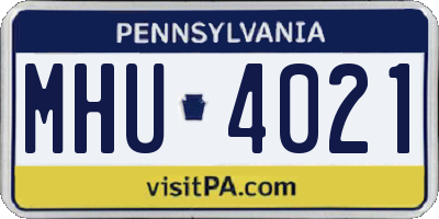 PA license plate MHU4021