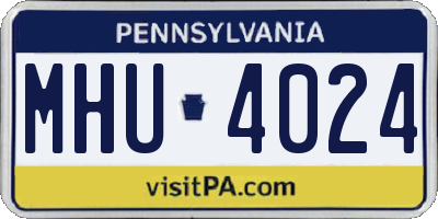 PA license plate MHU4024