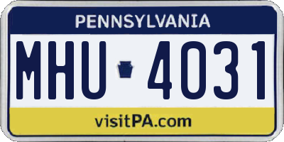 PA license plate MHU4031