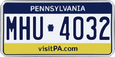 PA license plate MHU4032