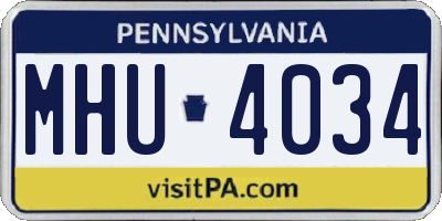 PA license plate MHU4034