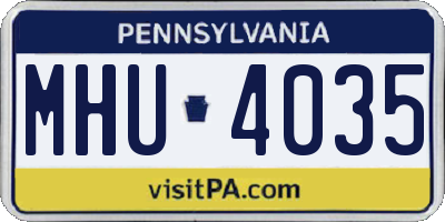 PA license plate MHU4035