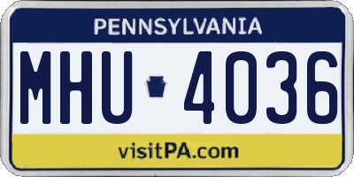 PA license plate MHU4036