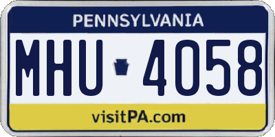PA license plate MHU4058