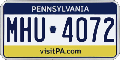 PA license plate MHU4072