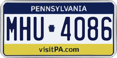 PA license plate MHU4086