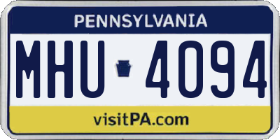 PA license plate MHU4094
