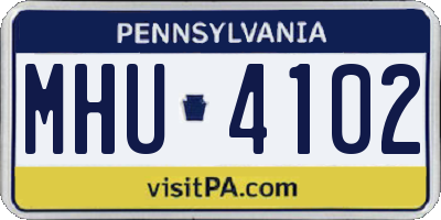 PA license plate MHU4102