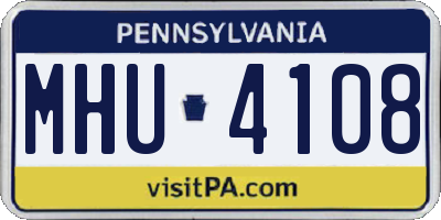PA license plate MHU4108
