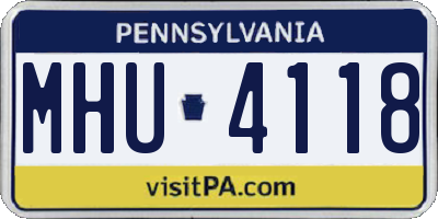 PA license plate MHU4118
