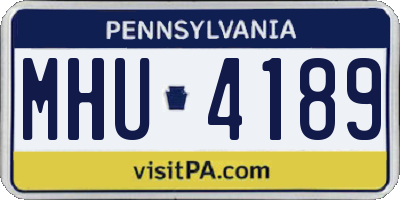 PA license plate MHU4189