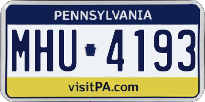 PA license plate MHU4193