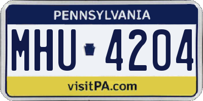 PA license plate MHU4204
