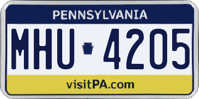 PA license plate MHU4205