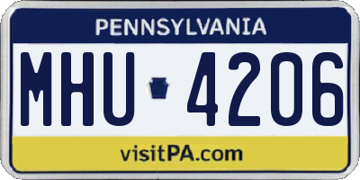 PA license plate MHU4206