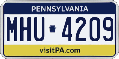 PA license plate MHU4209