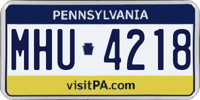 PA license plate MHU4218
