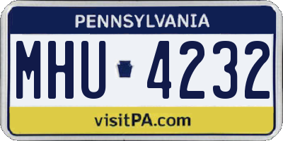 PA license plate MHU4232
