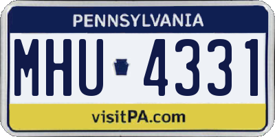 PA license plate MHU4331