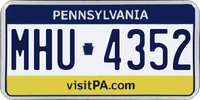 PA license plate MHU4352