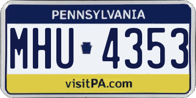 PA license plate MHU4353