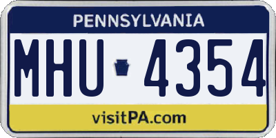 PA license plate MHU4354