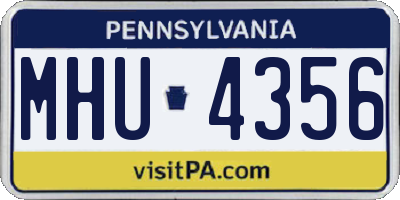 PA license plate MHU4356