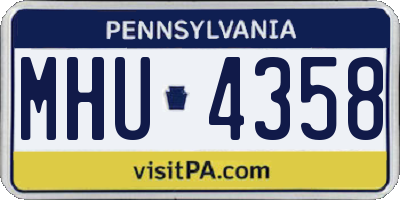 PA license plate MHU4358