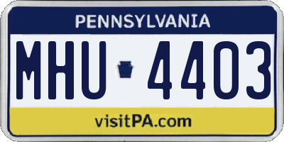 PA license plate MHU4403