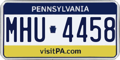 PA license plate MHU4458