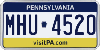 PA license plate MHU4520
