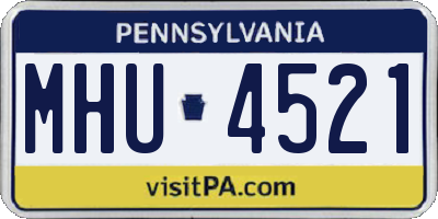PA license plate MHU4521