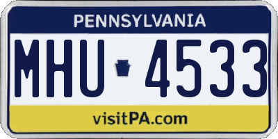 PA license plate MHU4533