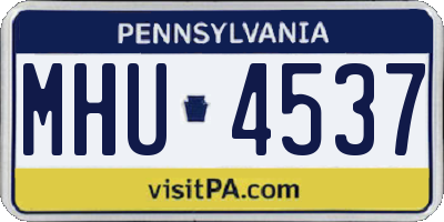 PA license plate MHU4537