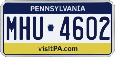 PA license plate MHU4602