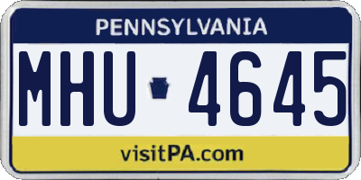 PA license plate MHU4645