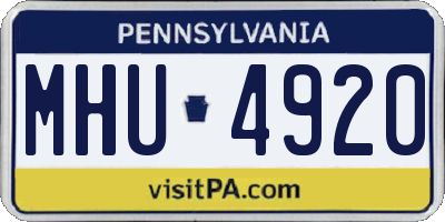 PA license plate MHU4920