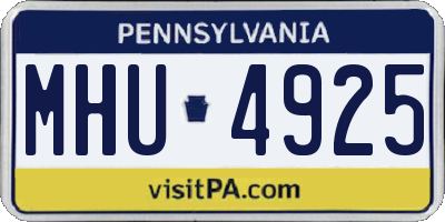 PA license plate MHU4925