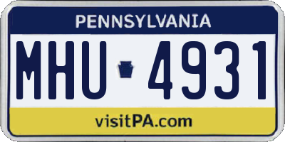 PA license plate MHU4931