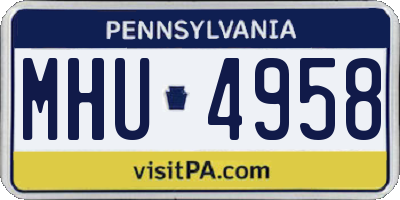 PA license plate MHU4958