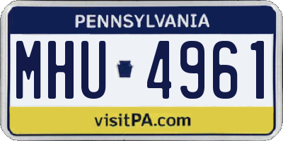 PA license plate MHU4961