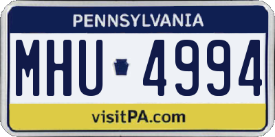 PA license plate MHU4994