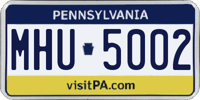 PA license plate MHU5002